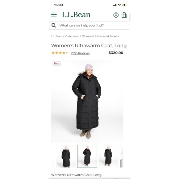 LL Bean Ultrawarm Downtek Coat Womens XL Black Puffer Snaps Long Granola Girl - Picture 3 of 15